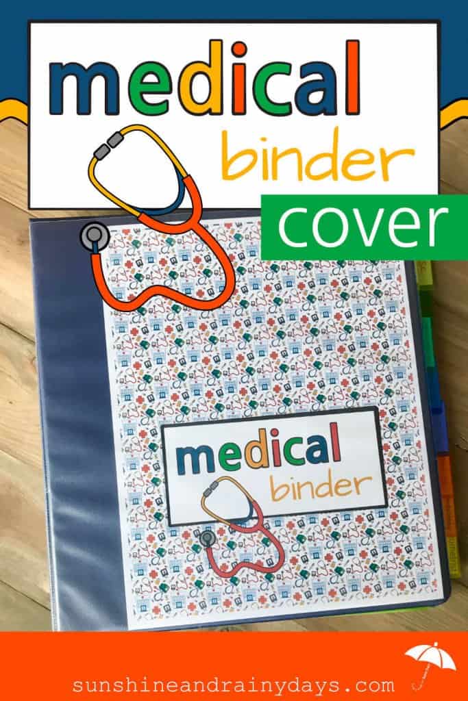 Medical Binder Cover And Spine - Sunshine and Rainy Days