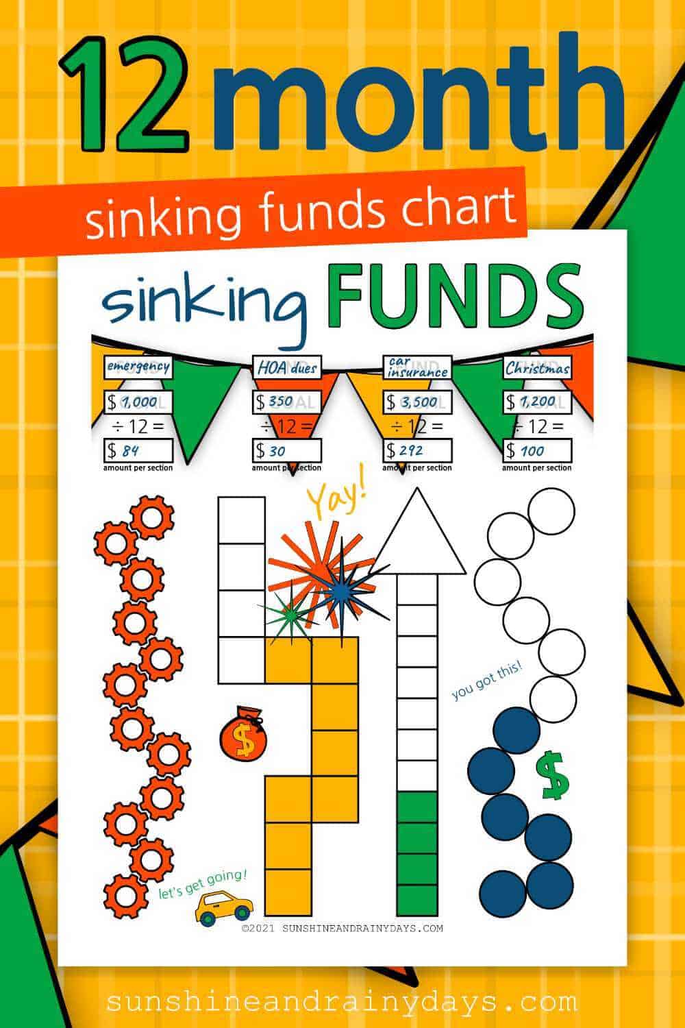 12-month-sinking-funds-tracker-sunshine-and-rainy-days