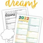 Printable 2022 Dream Sheet