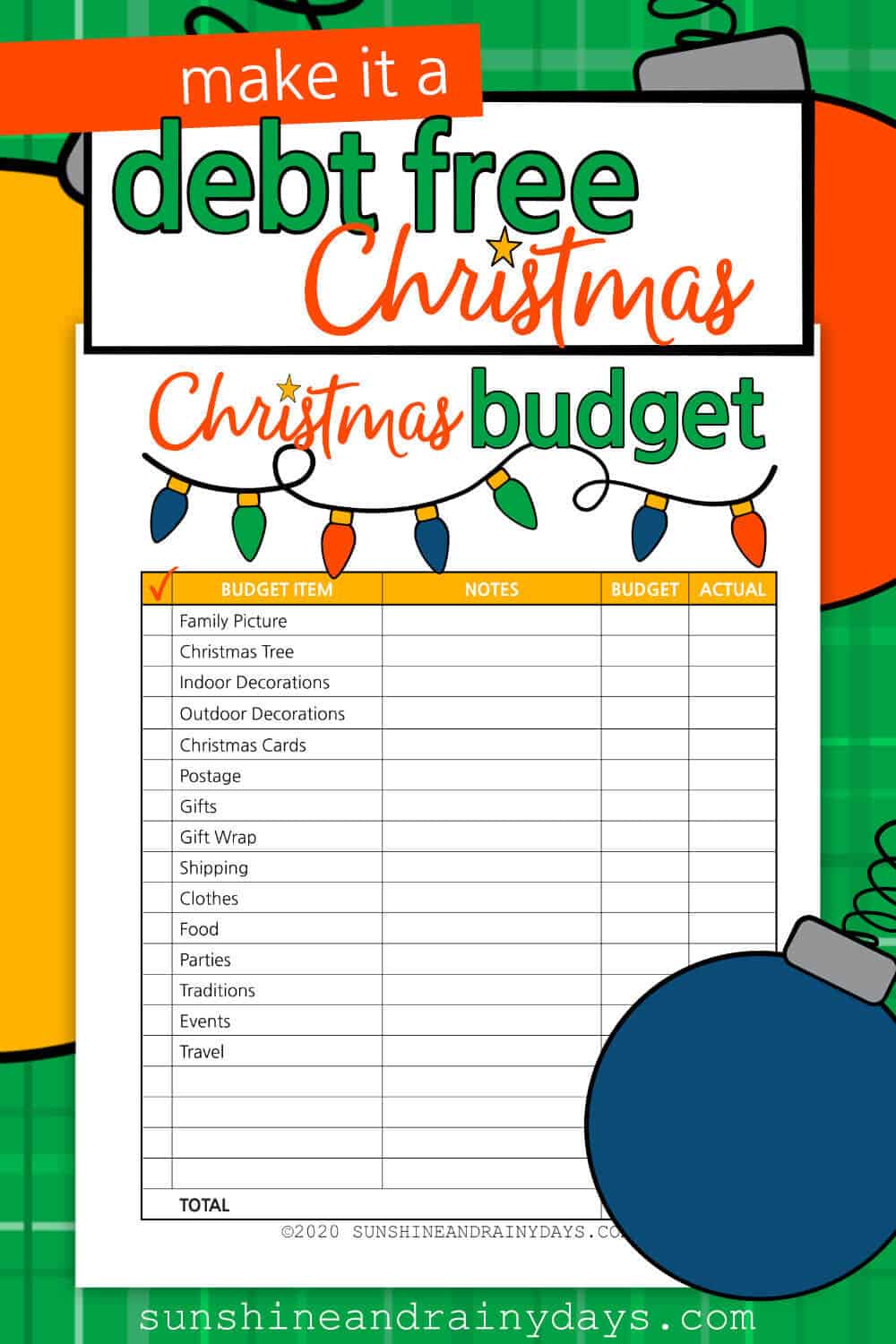 Christmas Budget printable for a Debt Free Christmas