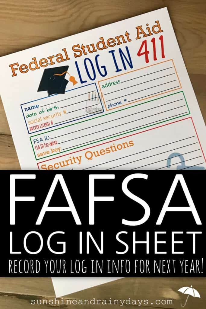 Federal Student Aid Login Sheet
