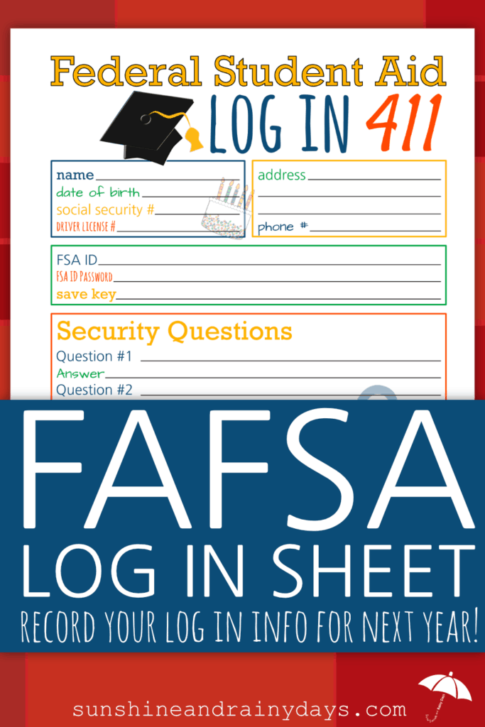 FAFSA Log In Sheet