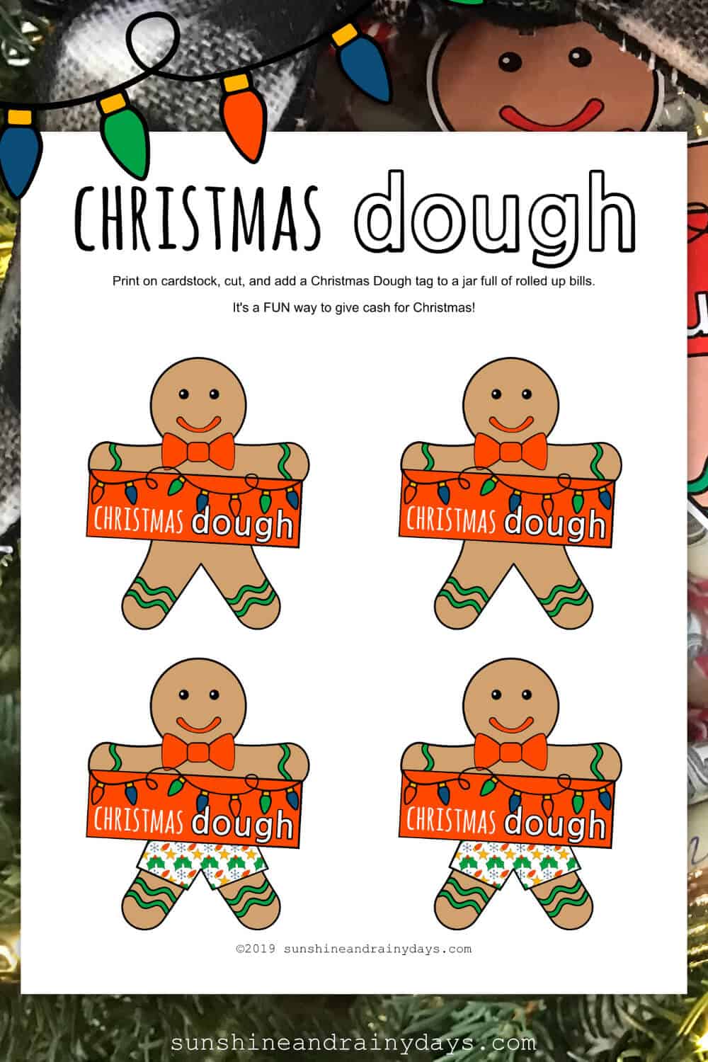 Christmas Dough Gingerbread Man Printable