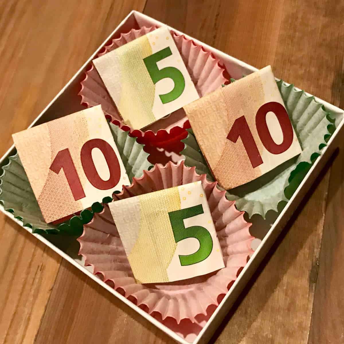 Money in a candy box to give as a gift.