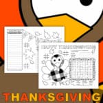 Image of a double-sided Thanksgiving Placemat you can print at home with a clipart turkey.