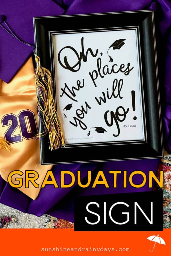 Printable Graduation Sign that says, 'Oh, the places you will go'.