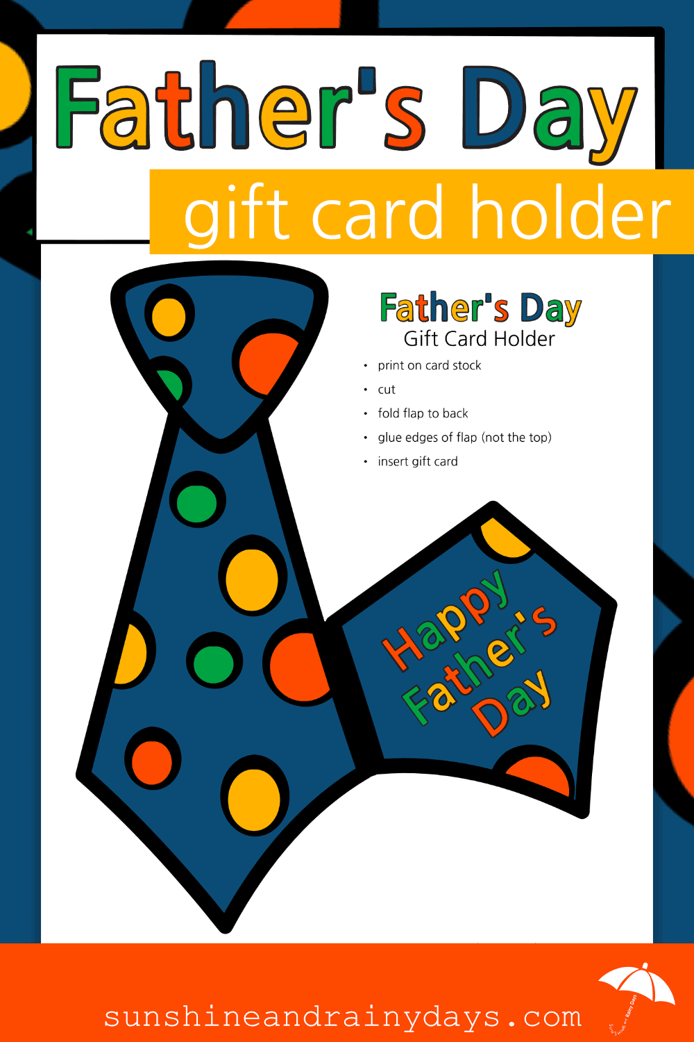 Father's Day Gift Card Holder Printable, shaped like a Tie!