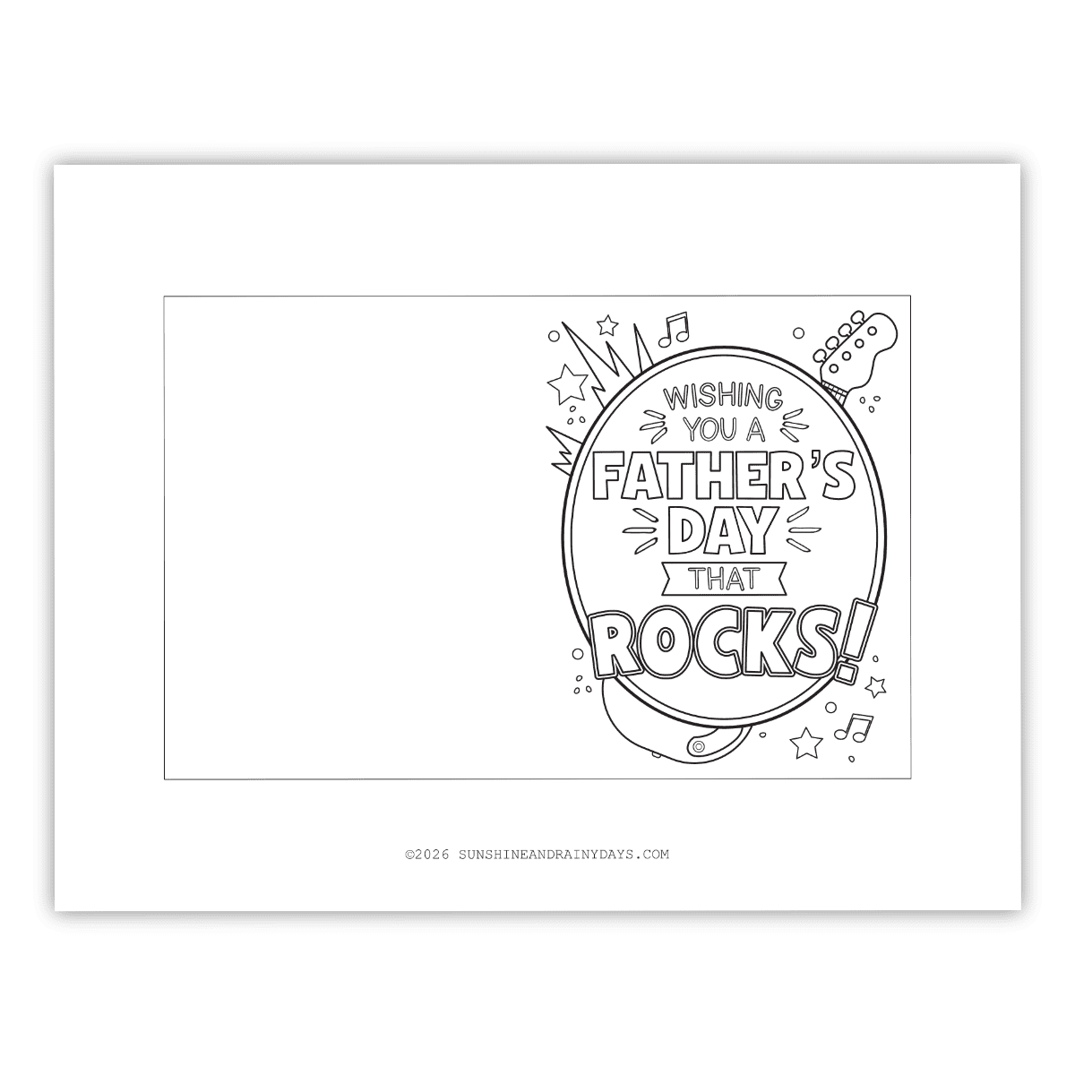 Image of a printable Father's Day card that says, Wishing You A Father's Day That Rocks!