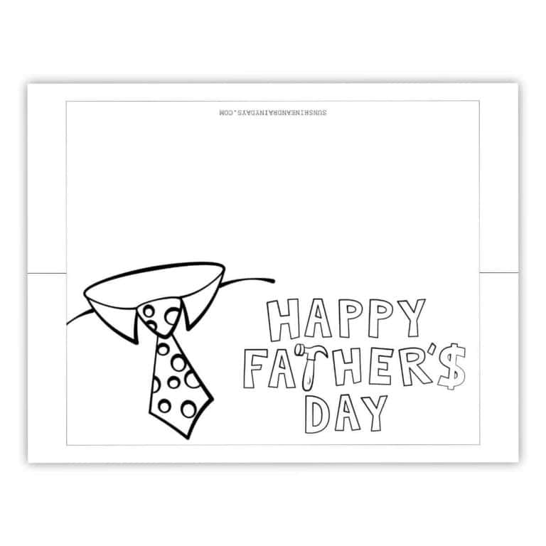 Printable Father's Day Card To Color - Sunshine and Rainy Days