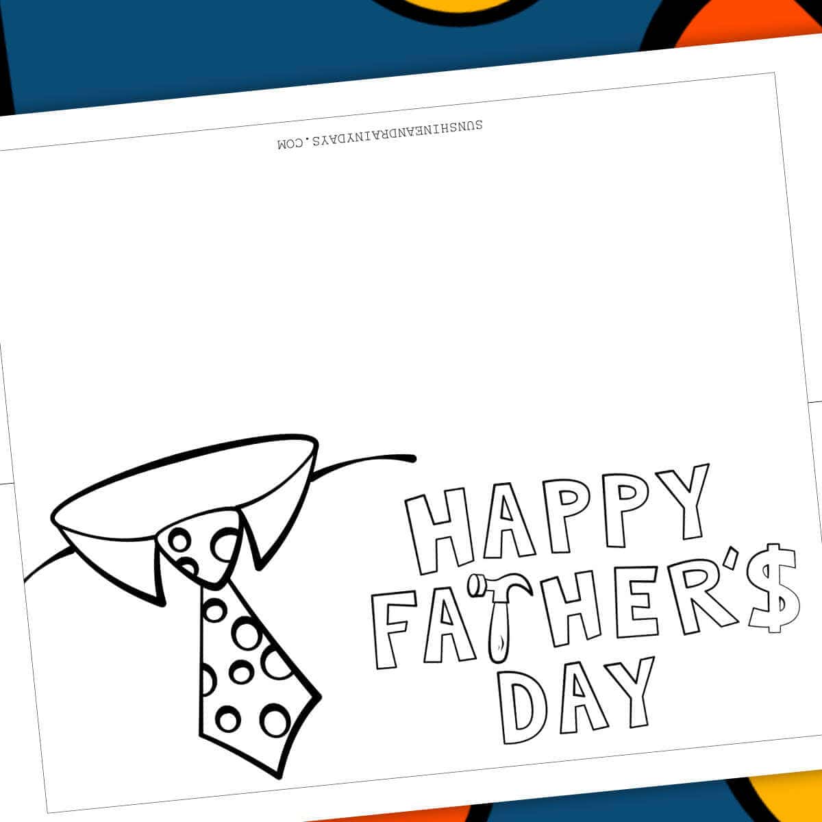 Printable Father's Day coloring card with a tie clipart background.