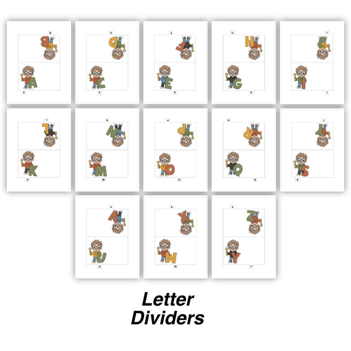 Image of printable letter divider pages for a password book.