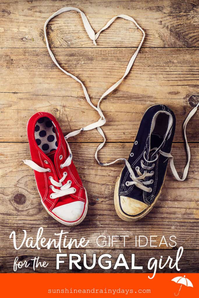 Converse shoes with shoelaces in the shape of a heart and the words: Valentine Gift Ideas For The Frugal Girl