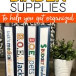 Binders on a shelf with the words: My Favorite Binder Supplies