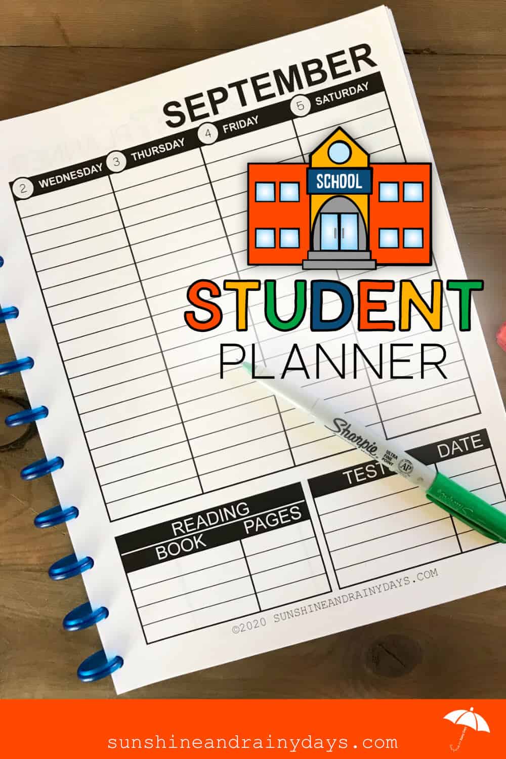 Printable Student Planner using the discbound system.