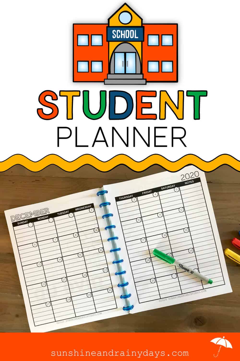 Student Planner - Month of December