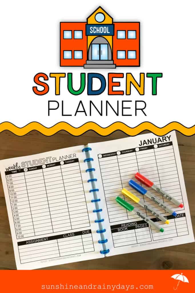 Printable Student Planner using the discbound system