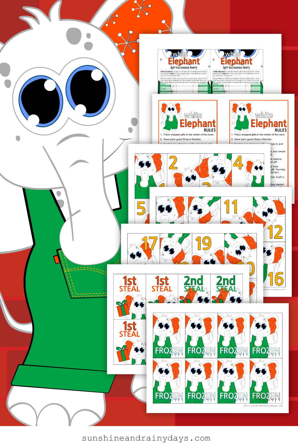 White Elephant Numbers Printable 1 50 Pdf Free