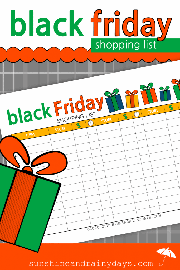 Black Friday Shopping List Printable