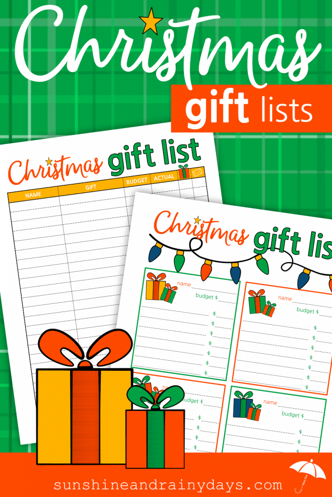 Christmas Gift List Printables