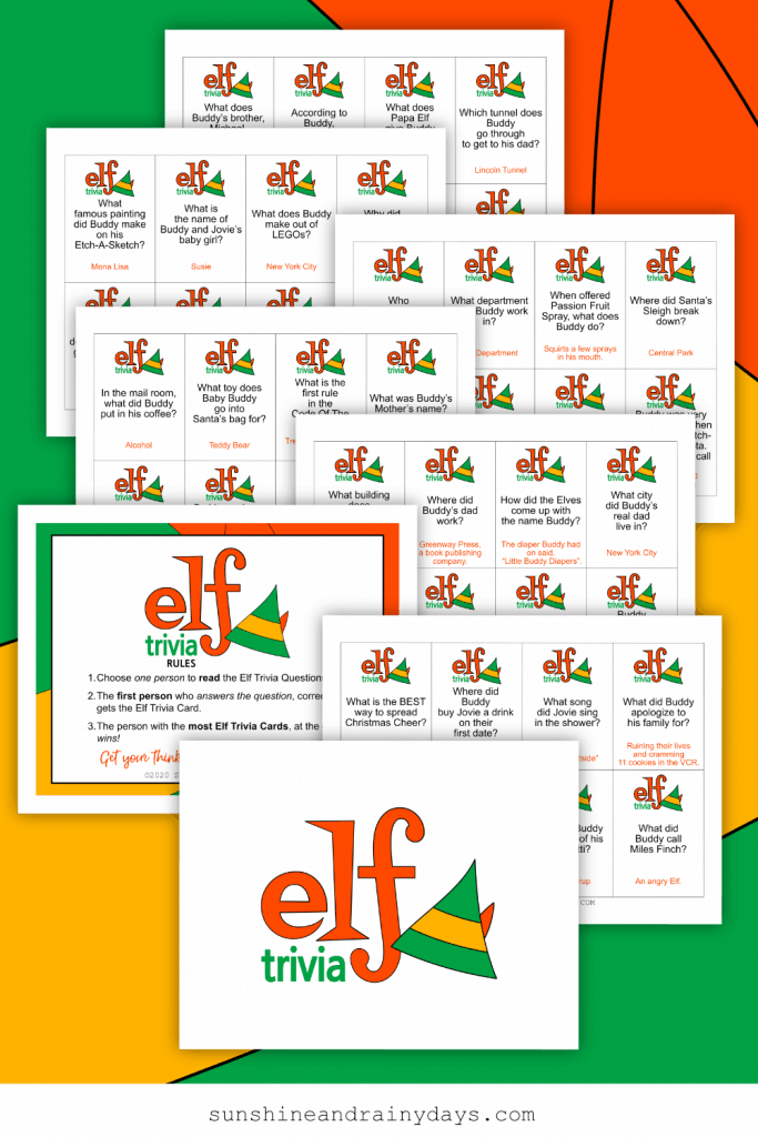 Elf Trivia Game Printables