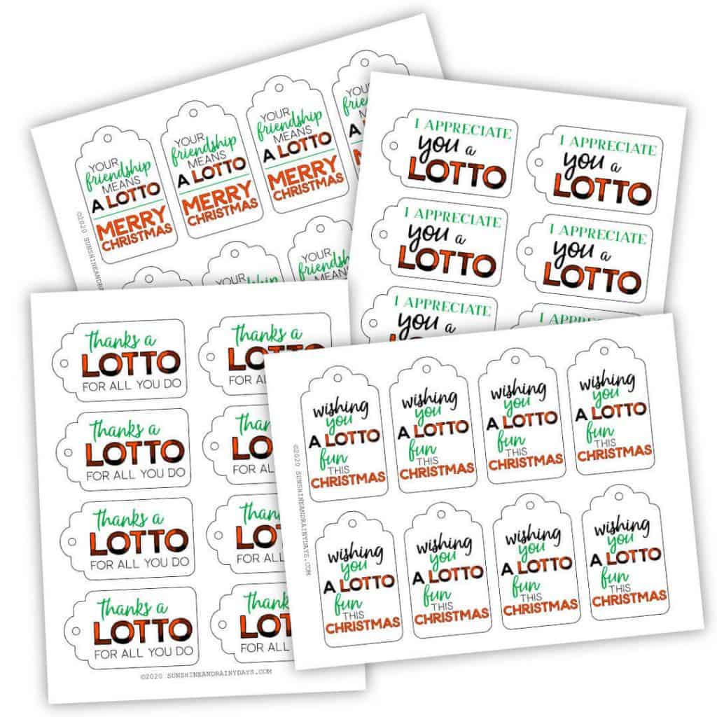 Free Printable Lottery Ticket Gift Tag Printable Word Searches