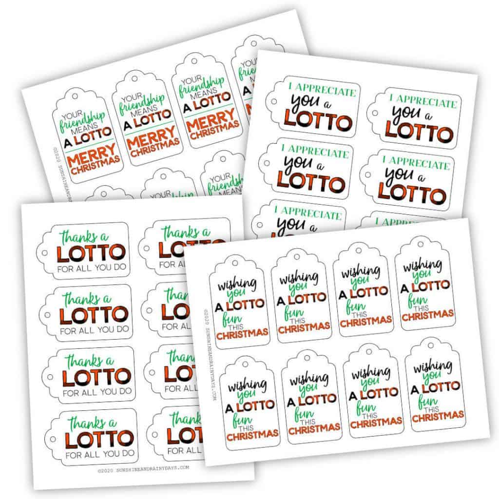 Thanks a Lotto Scratch off Lottery Game Gift Tag Printable 