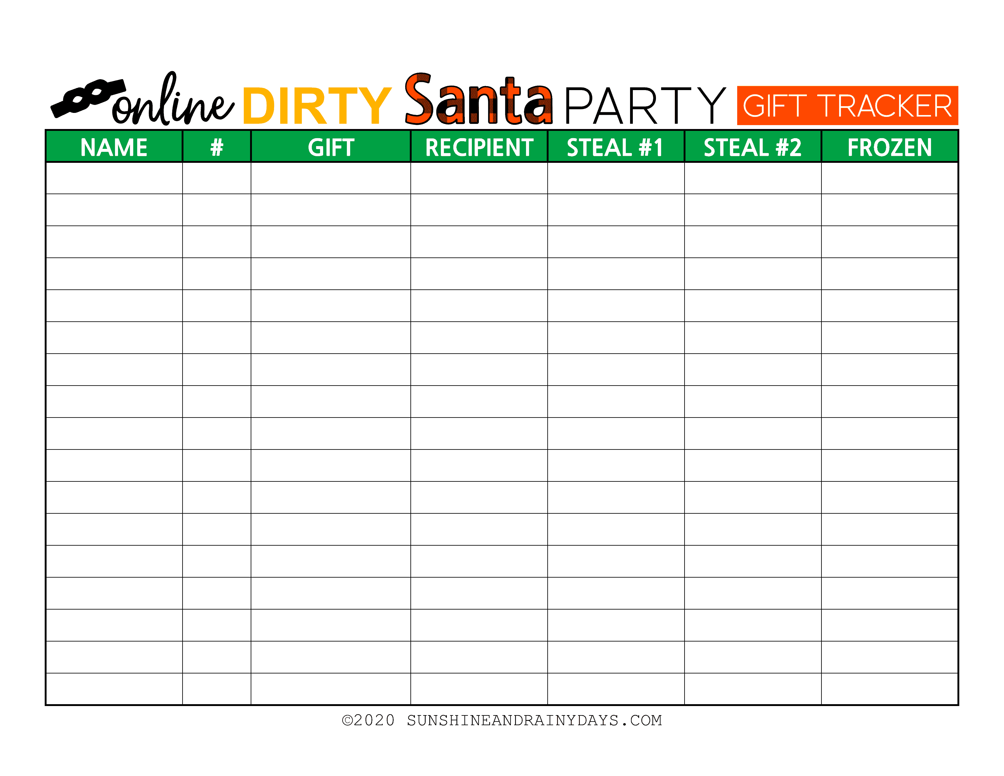 Online Dirty Santa Party Gift Tracker