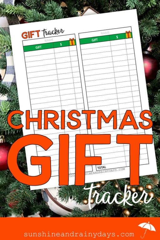 Printable Christmas Gift Tracker - Sunshine and Rainy Days