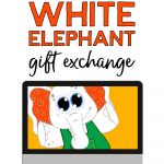 White Elephant in a computer screen with the words: How To Do A Virtual White Elephant Gift Exchange