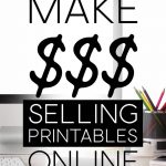 Computer on Desk with words: How To Make $$$ Selling Printables Online