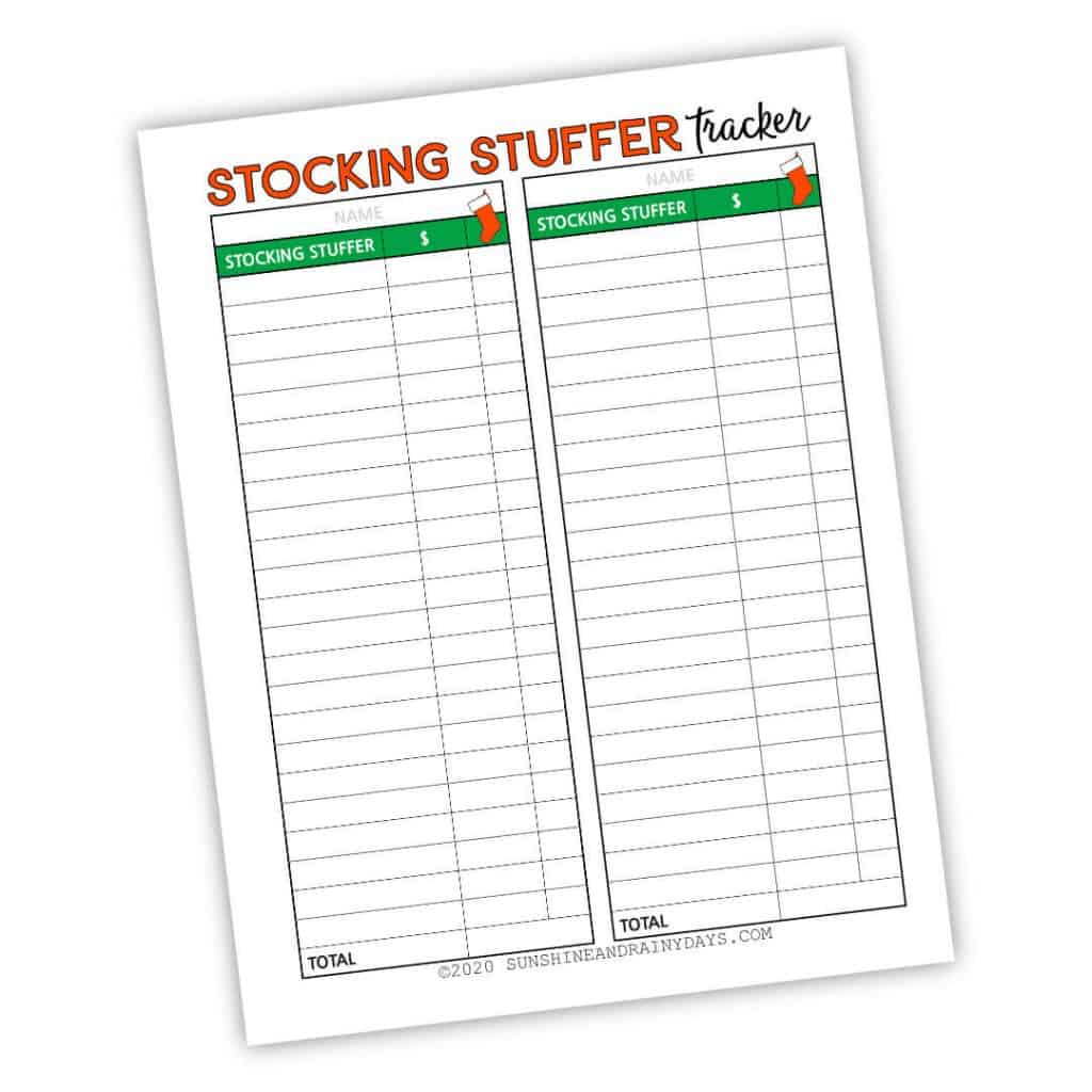 Stocking Stuffer Tracker Printable