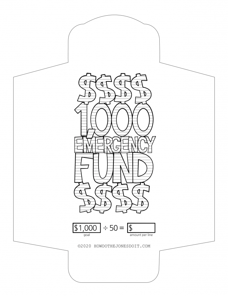 $1,000 Emergency Fund Cash Envelope