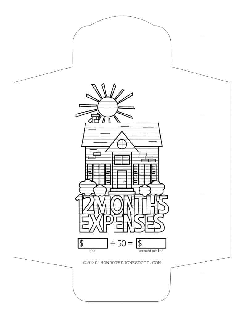12 Month's Expenses Sinking Fund Envelope Printable