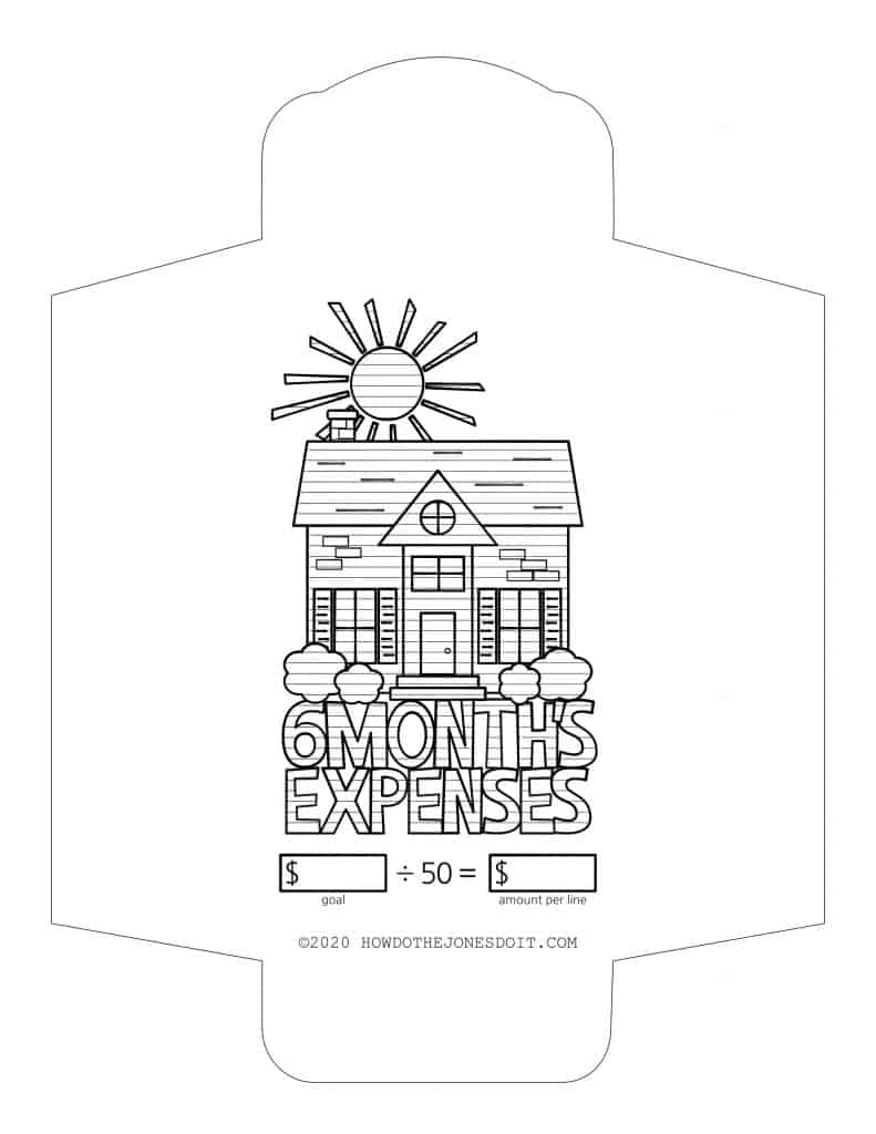 6 Month's Expenses Sinking Fund Envelope Printable