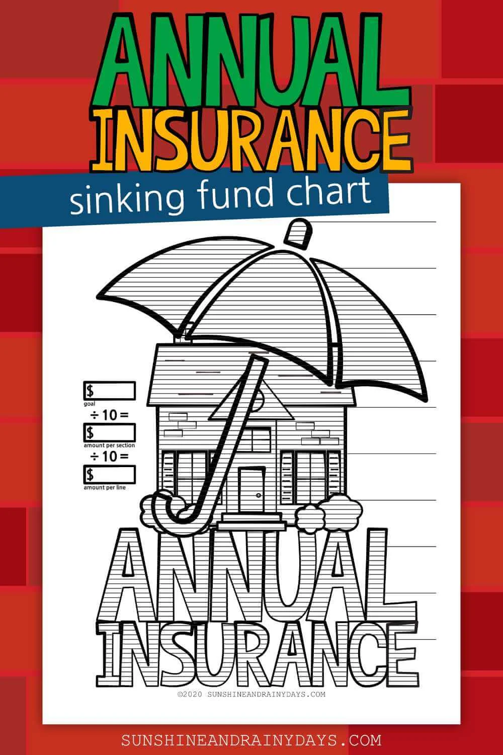 Printable Annual Home Insurance Sinking Fund Chart