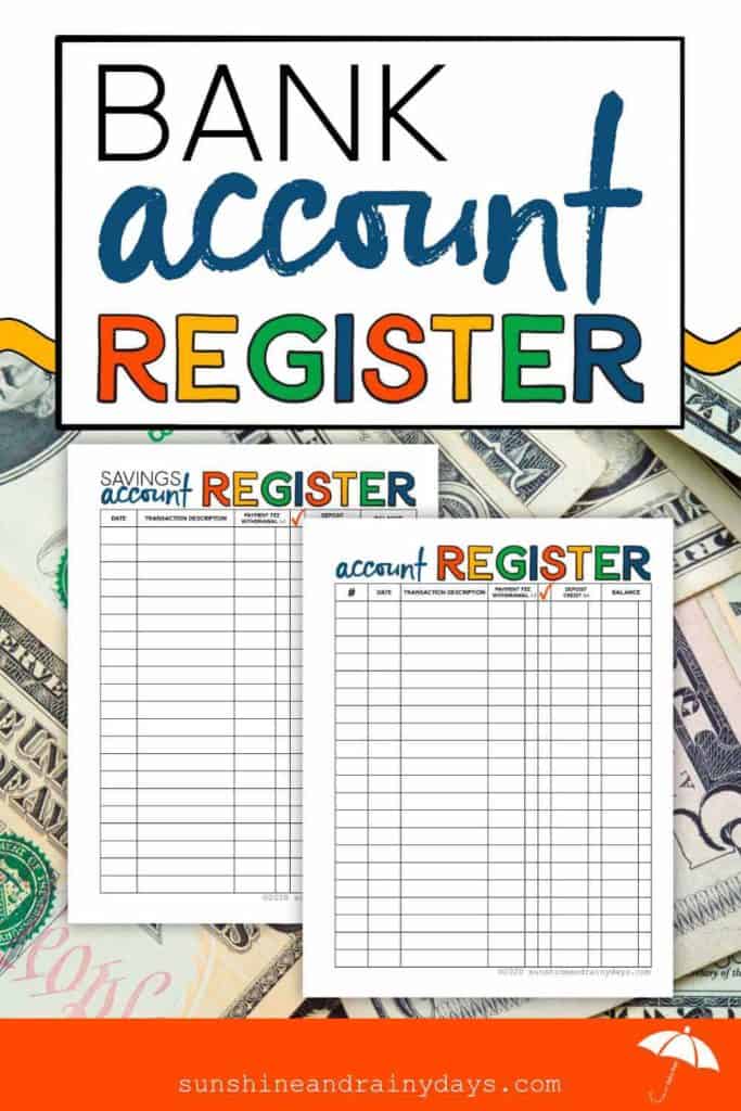 Printable Bank Account Registers