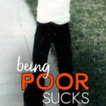 Boy in bell bottoms with the words: Being Poor Sucks