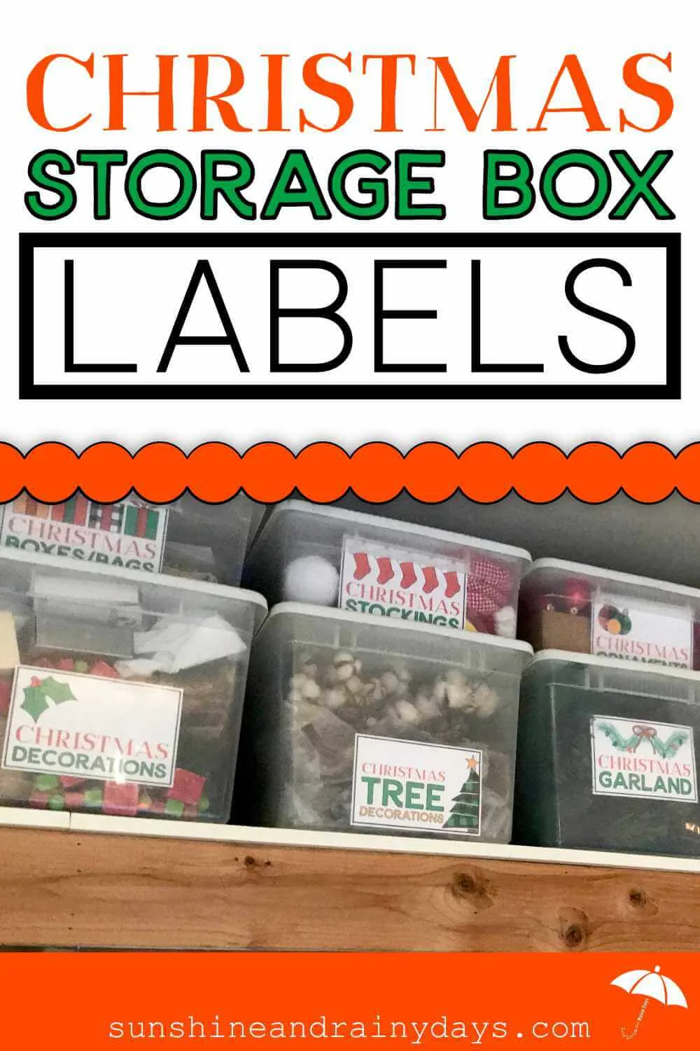 Christmas Storage Box Labels - Sunshine and Rainy Days