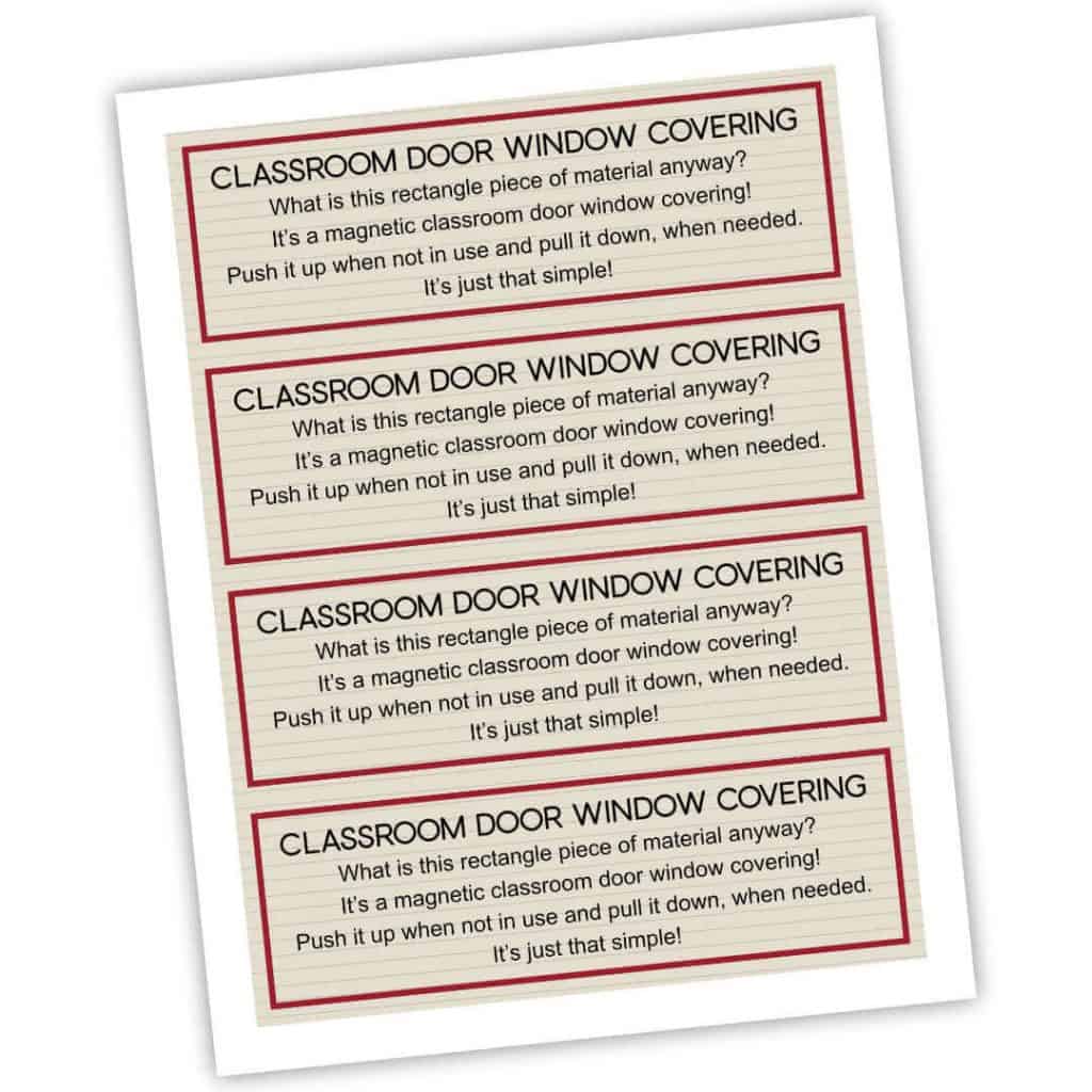 Classroom Door Window Covering Printable Tags