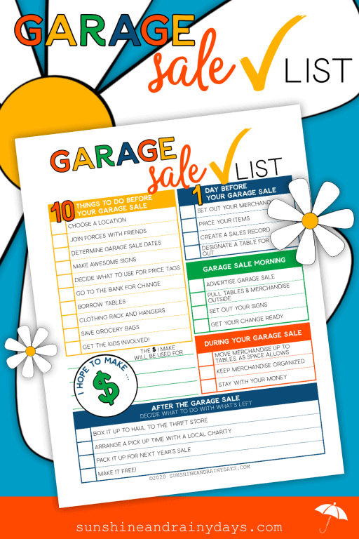 Garage Sale Tips For A Successful Sale Sunshine and Rainy Days