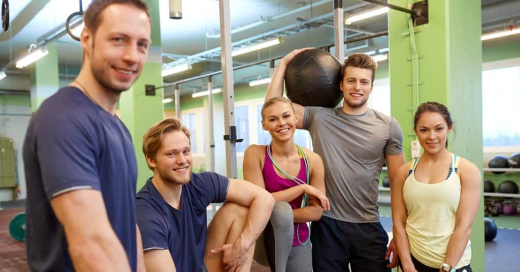 People socializing at the gym.