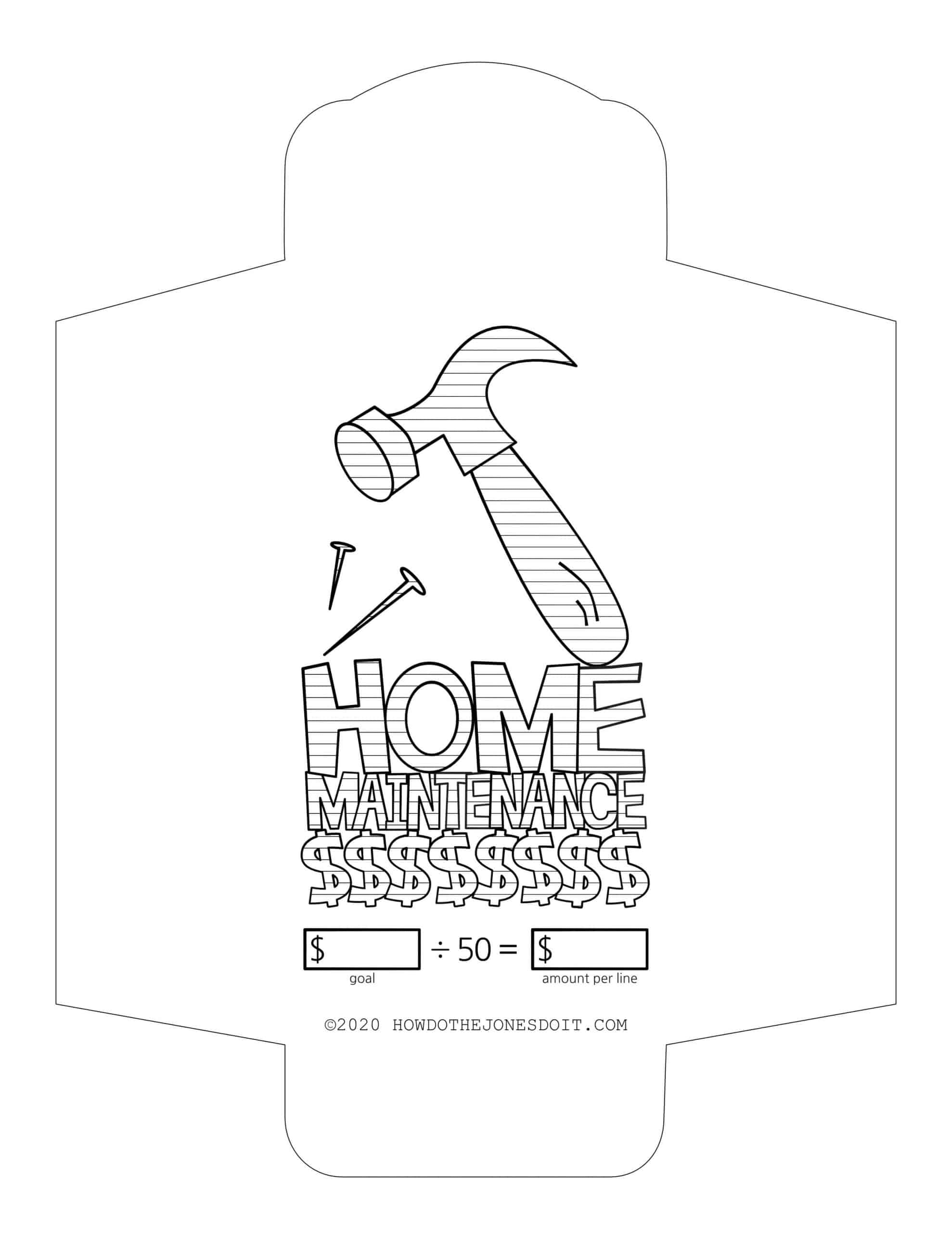 Home Maintenance Sinking Fund Envelope Printable