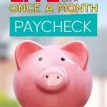 Piggy Bank with the words: How To Live On A Once A Month Paycheck