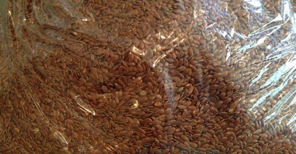 flax seeds in a clear bag