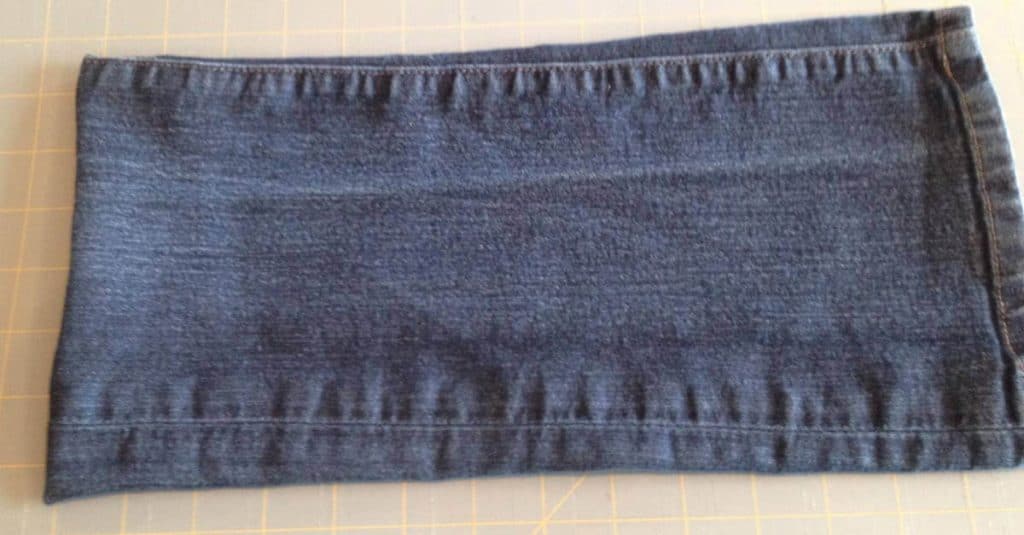 Flax seed heating bag made out of an old pair of jeans.