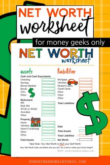 Net Worth Worksheet - Discover YOUR Net Worth - Sunshine and Rainy Days