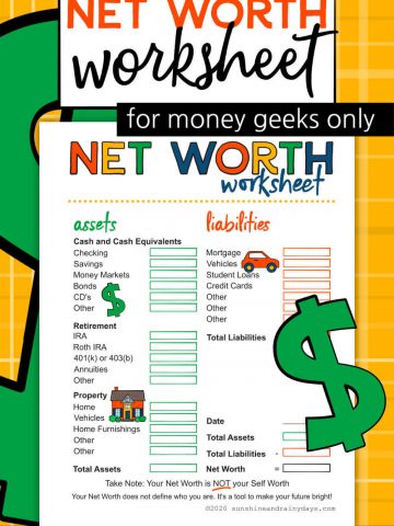 Net Worth Worksheet Printable