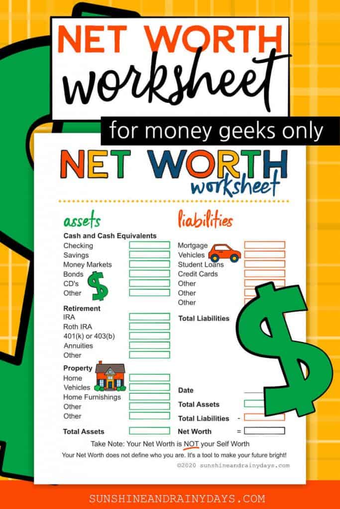 Net Worth Worksheet Printable