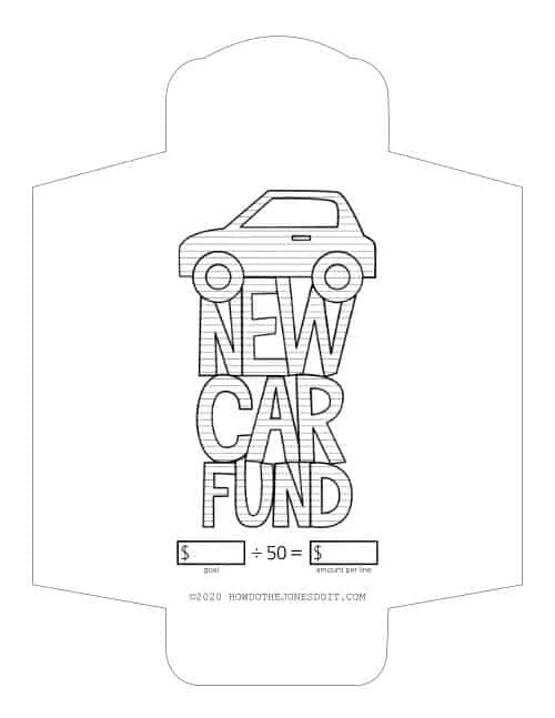 New Car Fund Sinking Fund Envelope