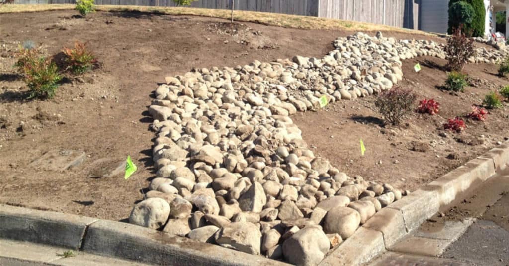 Landscape with a dry river bed.